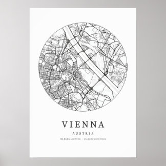 Póster Mapa de la ciudad de Viena