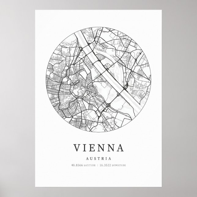 Póster Mapa de la ciudad de Viena (Frente)
