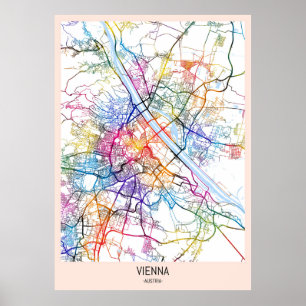 Póster Mapa de la ciudad de Viena