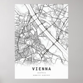 Póster Mapa de la ciudad de Viena