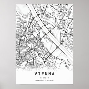 Póster Mapa de la ciudad de Viena