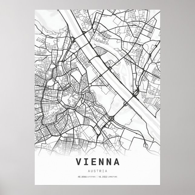 Póster Mapa de la ciudad de Viena (Frente)