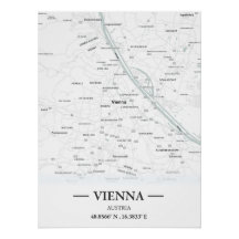 Mapa de la ciudad de Viena, Austria