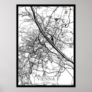 Póster Mapa de la ciudad de Viena, Austria