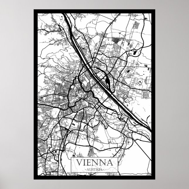 Póster Mapa de la ciudad de Viena, Austria (Frente)