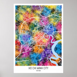 Póster Mapa de la ciudad de Vietnam de Ho Chi Minh
