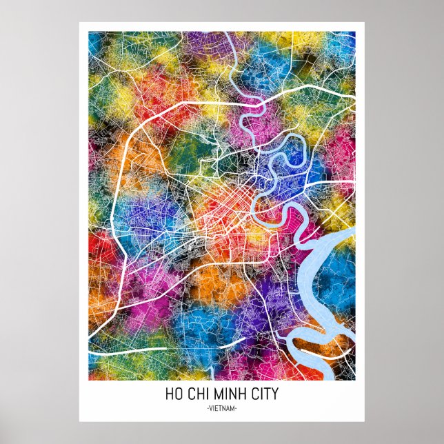 Póster Mapa de la ciudad de Vietnam de Ho Chi Minh (Frente)
