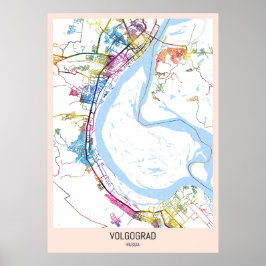 Póster Mapa de la ciudad de Volgograd Rusia