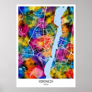 Póster Mapa de la ciudad de Voronezh en Rusia