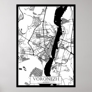 Póster Mapa de la ciudad de Voronezh Rusia
