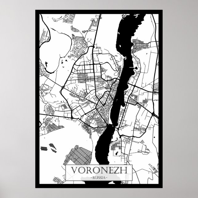 Póster Mapa de la ciudad de Voronezh Rusia (Frente)