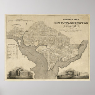 Póster Mapa de la Ciudad de Washington D.C. (1820)