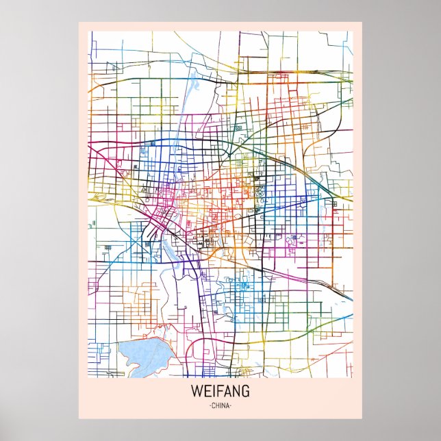 Póster Mapa de la ciudad de Weifang China (Frente)