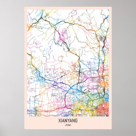 Póster Mapa de la ciudad de Xianyang China