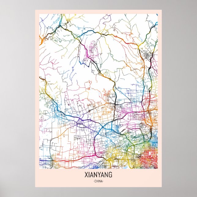 Póster Mapa de la ciudad de Xianyang China (Frente)