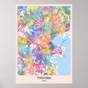 Póster Mapa de la ciudad de Yokohama