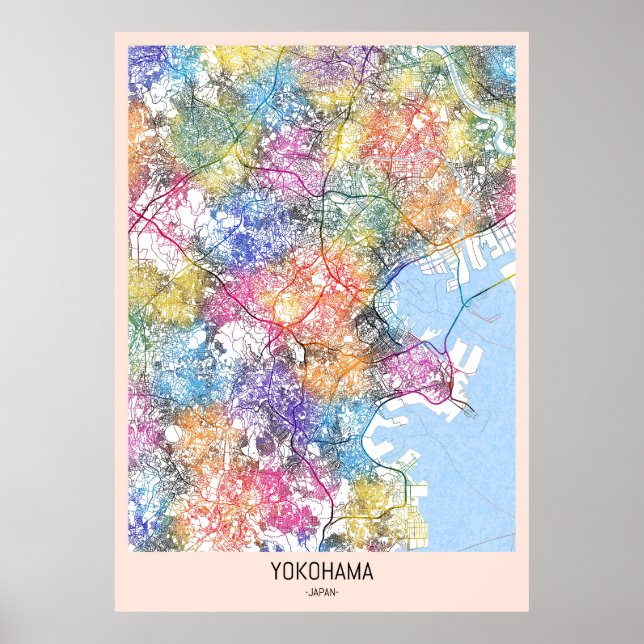 Póster Mapa de la ciudad de Yokohama (Frente)