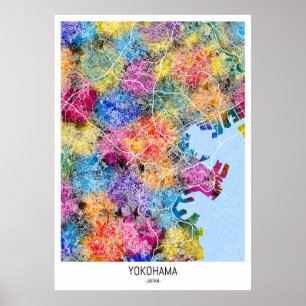 Póster Mapa de la ciudad de Yokohama