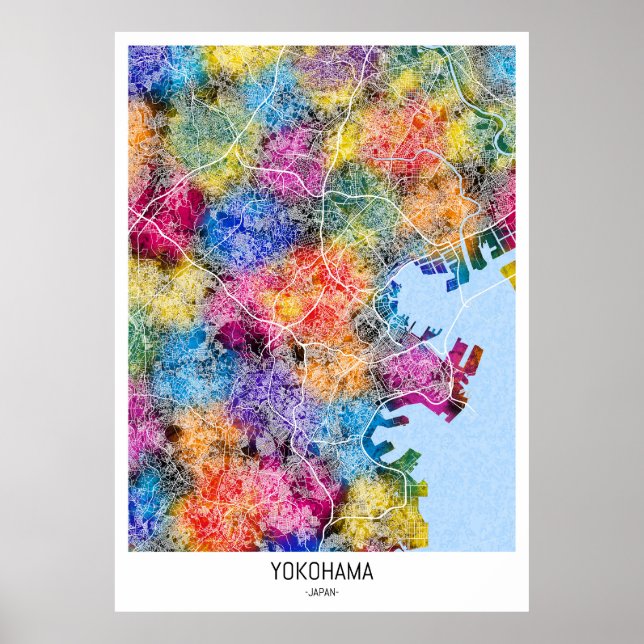 Póster Mapa de la ciudad de Yokohama (Frente)