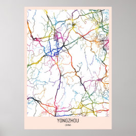 Póster Mapa de la ciudad de Yongzhou China