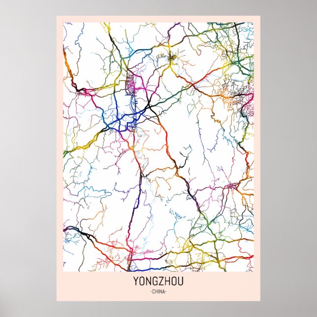 Póster Mapa de la ciudad de Yongzhou China (Frente)