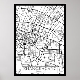 Póster Mapa de la ciudad de Zhangjiagang China