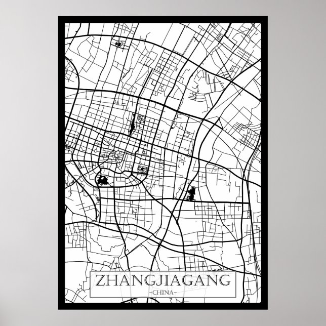 Póster Mapa de la ciudad de Zhangjiagang China (Frente)