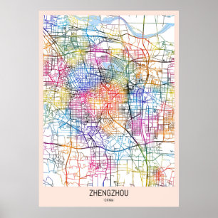 Póster Mapa de la ciudad de Zhengzhou