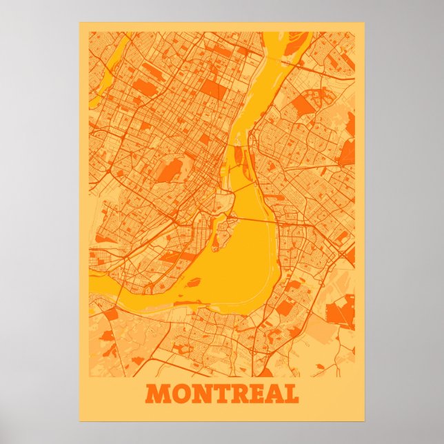 Póster Mapa de la ciudad del atardecer de Montreal - Cana (Frente)
