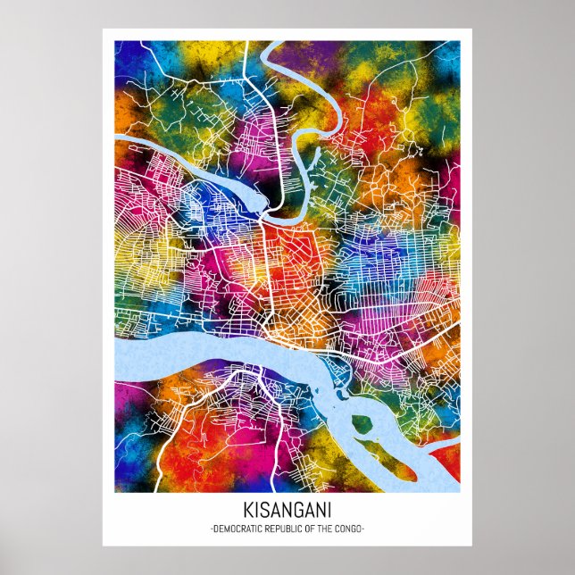 Póster Mapa de la ciudad del Congo (Frente)