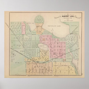 Póster Mapa de la ciudad del pasto de Albert, Minnesota