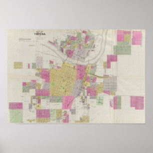 Póster Mapa de la ciudad del Topeka