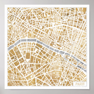 Póster Mapa De La Ciudad Dorada De París