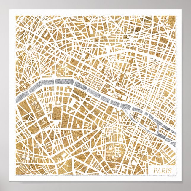 Póster Mapa De La Ciudad Dorada De París (Frente)