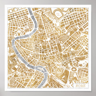 Póster Mapa De La Ciudad Dorada De Roma