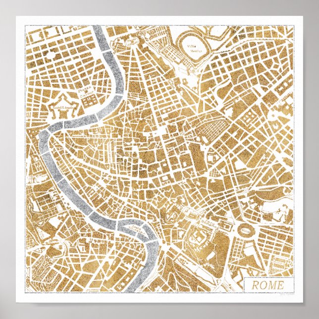 Póster Mapa De La Ciudad Dorada De Roma (Frente)