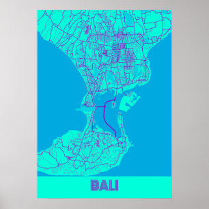 Póster Mapa de la ciudad galaxia de Bali - Indonesia