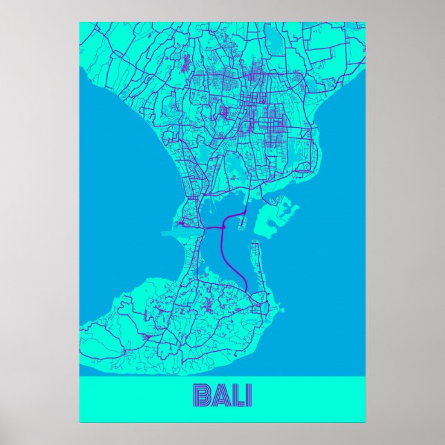 Póster Mapa de la ciudad galaxia de Bali - Indonesia (Frente)