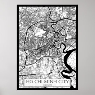 Póster Mapa de la ciudad Ho Chi Minh Vietnam