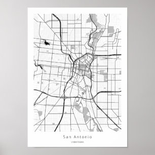 Póster Mapa de la Ciudad Moderna Mínima de la Calle de Sa