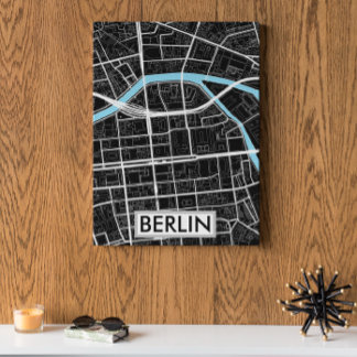 Póster Mapa de la ciudad negra de Alemania en Berlín