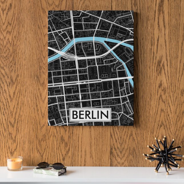 Póster Mapa de la ciudad negra de Alemania en Berlín (Berlin Germany City Map)