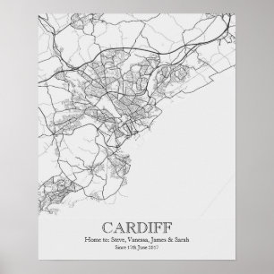 Póster Mapa de la ciudad personalizada de Cardiff Wales