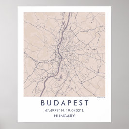Póster Mapa de la ciudad personalizado Budapest Hungría A