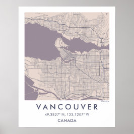 Póster Mapa de la Ciudad Personalizado Vancouver Canadá A
