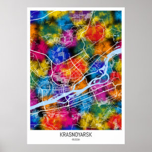 Póster Mapa de la ciudad rusa de Krasnoyarsk
