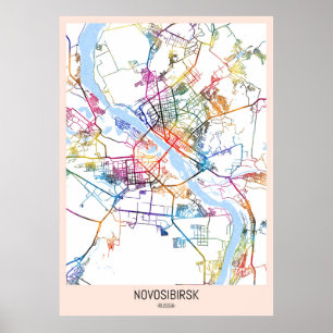 Póster Mapa de la ciudad rusa de Novosibirsk