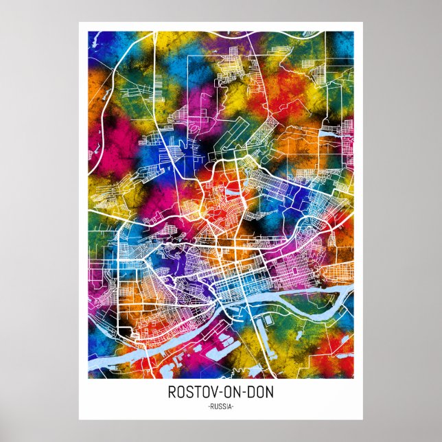 Póster Mapa de la ciudad rusa de Rostov-on-Don (Frente)