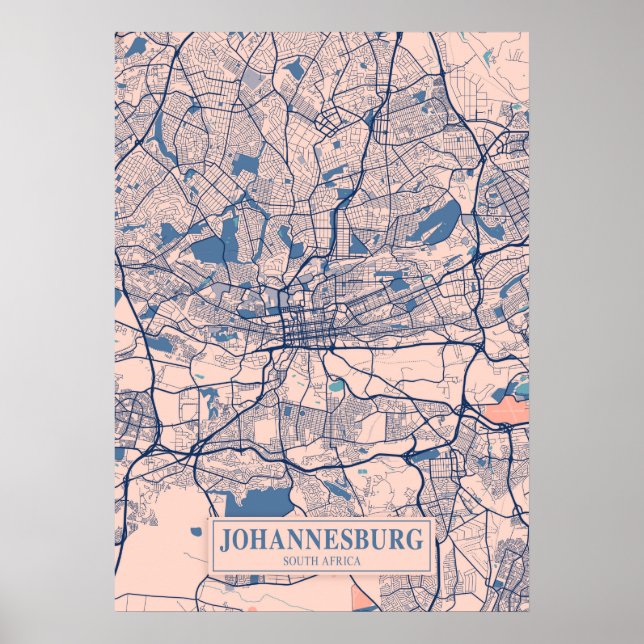 Póster Mapa de la ciudad ventosa de Johannesburgo - Sudáf (Frente)