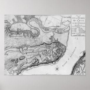 Póster Mapa de la ciudad y alrededores de Quebec